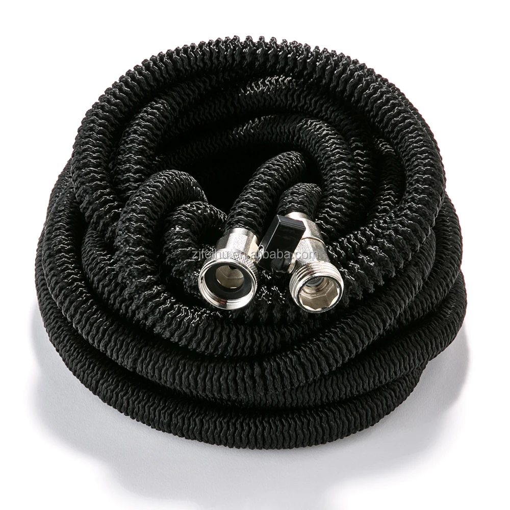 
PAHS approval double latex Platinum fittings high strong fabric flexible expanding garden hose with 7 way sprayer nozzle 