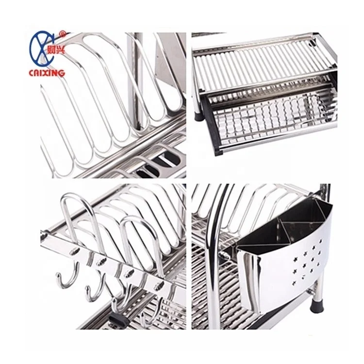 Hot selling 3 Tier Plate Holder Kitchen Storage Dish Drying Rack with Drainboard and Cutlery Cup