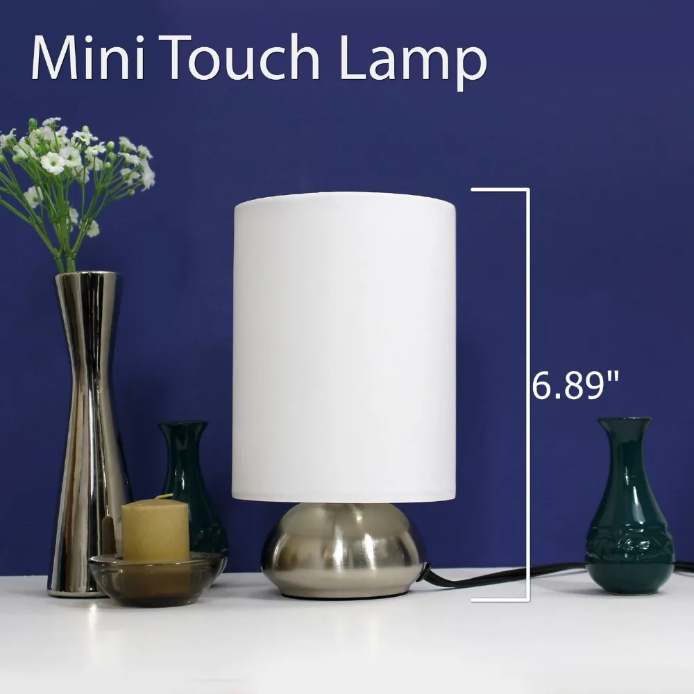 
2017 Hot Selling Brushed Nickel 2 Pack Mini Touch Lamp/Bedside Sensor Table Lamp with Fabric Shades 