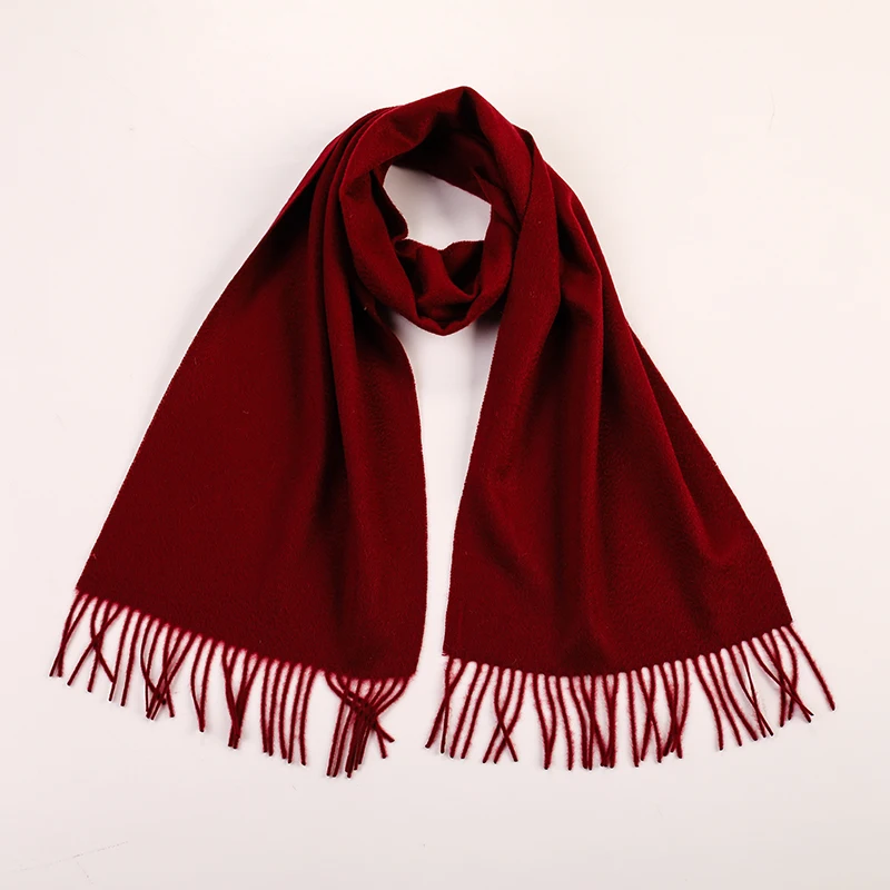 Solid Color 100 Pure Cashmere Woven Scarf Tassel Women Cashmere Muffler