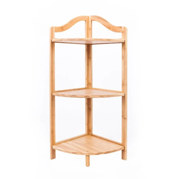 Bamboo 3 Tier Corner Shelf for Living Room Bathroom Kitchen