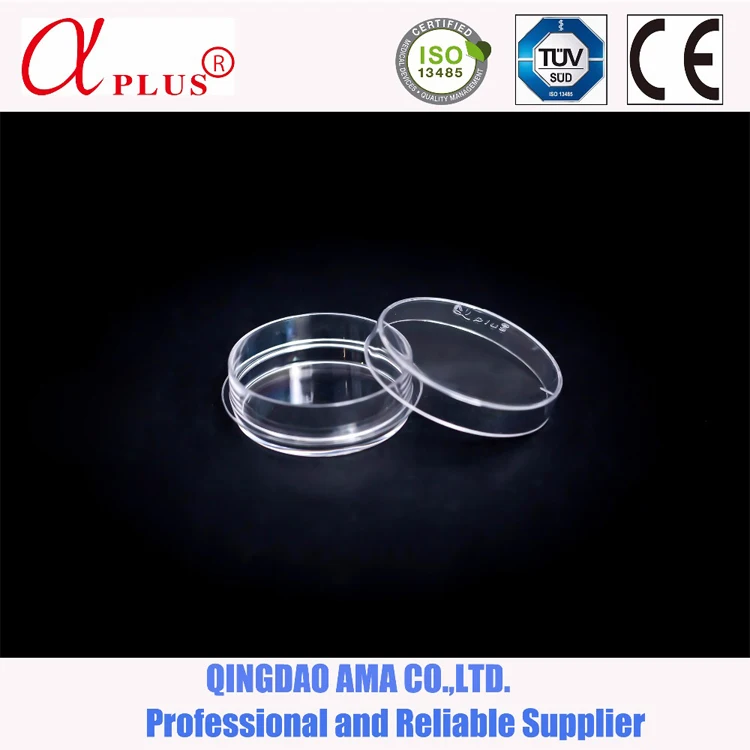 disposable medical plastic sterile 9cm petri dish with three room