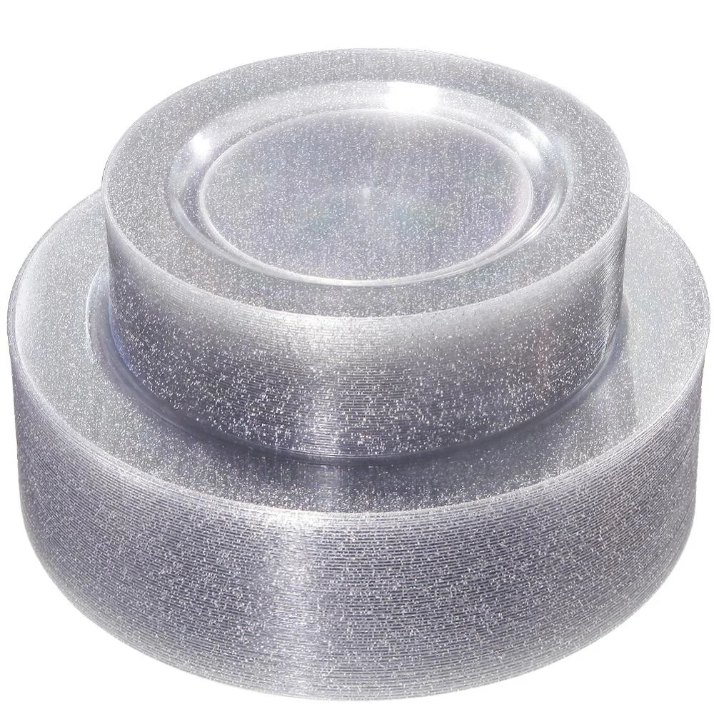 Disposable Silver Glitter Plastic  Plates