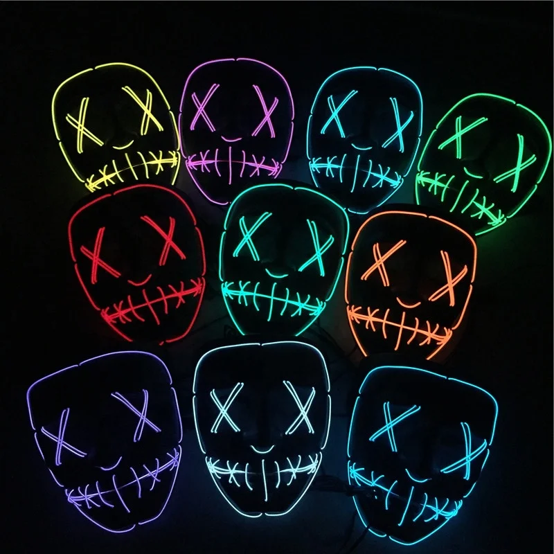 2019 factory sell glowing neon light halloween party face mask