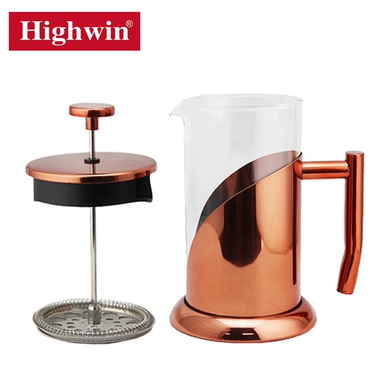 Stainless Steel Coffee Plunger Borosilicate Glass French Press Coffee Maker