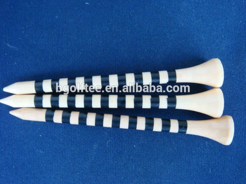 variety wide striped wooden golf tees