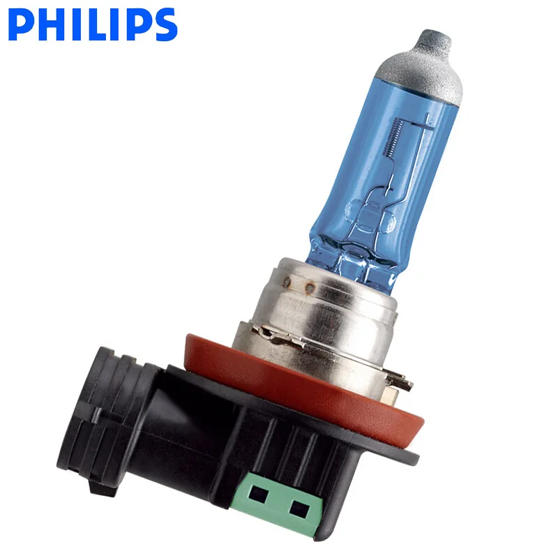 Philips H11 12V 55W Crystal Vision 4300K Halogen Bulbs Bright White Light Car Lamps Stylish Look UV Resistant 12362CVSM, Pai