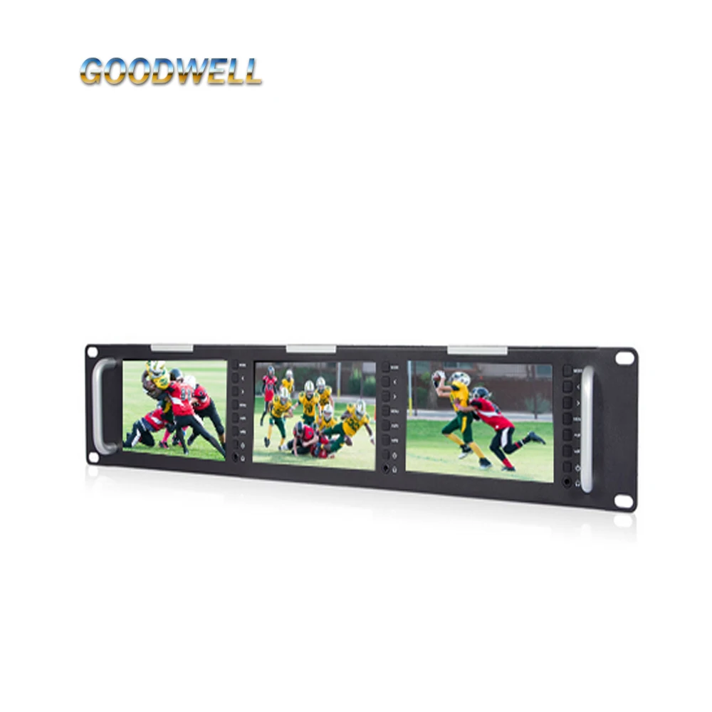 Rack Mount Triple 2RU 800x 480 5 Camera Video Monitor built in HD-SDI 3G/HD/SDI Inputs and Tally System