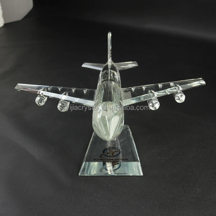 Custom Desktop Decoration Gift 3D Crystal Aircraft Souvenir Crystal Glass Airplane Model