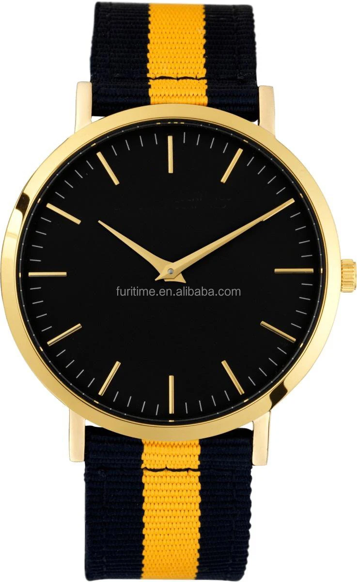 OEM brand fashion mesh band with PVD gold plating japan movement super slim men quartz watch