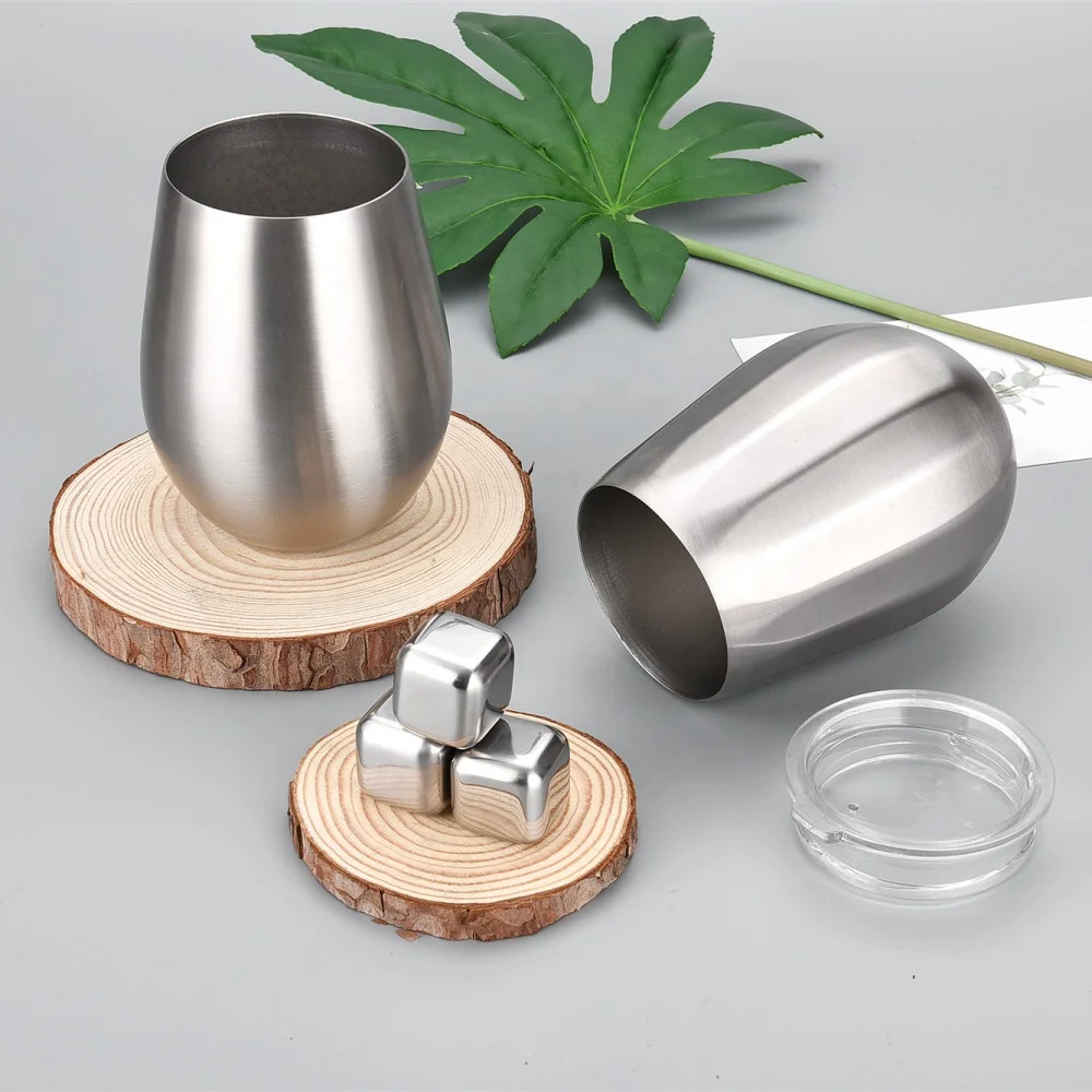 18oz Single Wall Stainless Steel Stemless Wine Glass With White Box Package