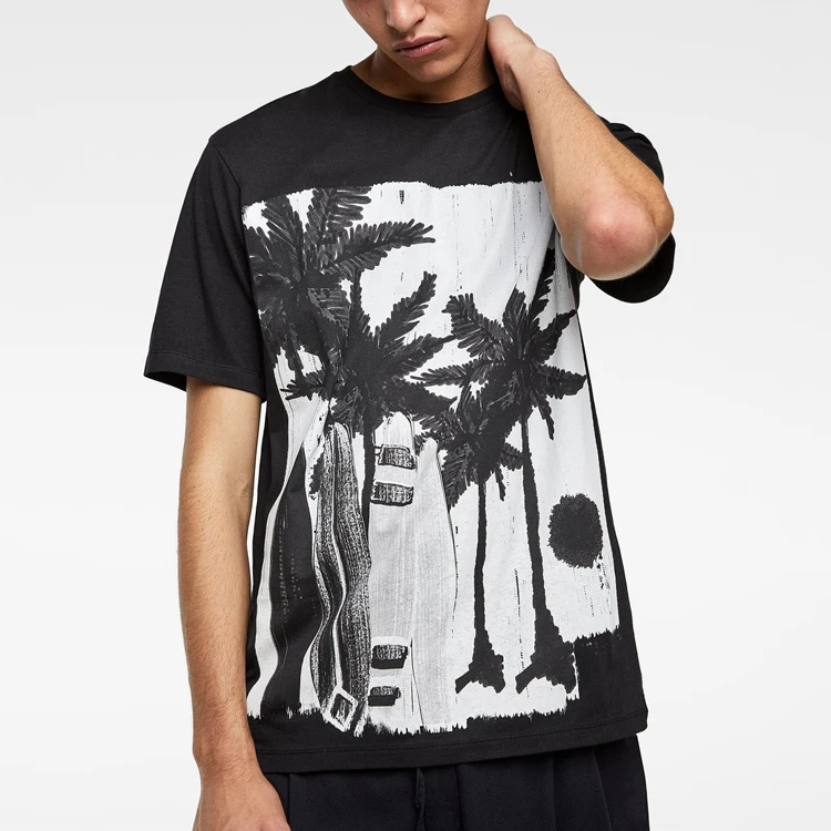 Garment factory in china custom pure cotton t shirt black t shirt for men