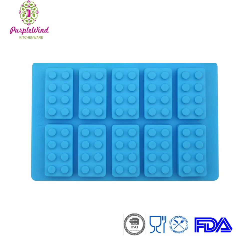 10 cavity Lego Brick Shaped Silicone Ice Cube Tray/Wholesale lego silicone ice mold