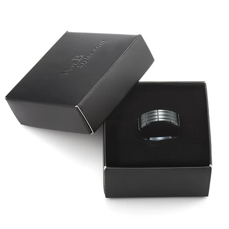 Different Shape Black Luxury Leather Paper Custom Ring Box Paper Jewelry Box