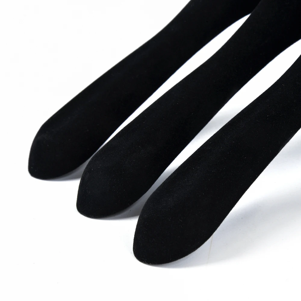 Wholesale high quality non slip black velvet plastic coat hangers with logo