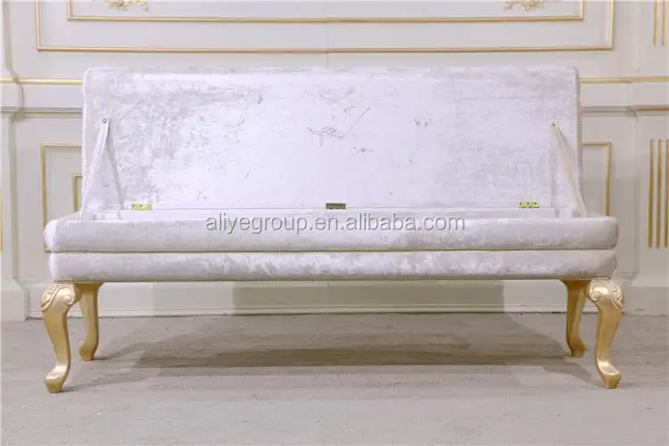  AMF0456 #-роскошная мебель для спальни позолоченная кровать скамейка с шкафом хранения одежды