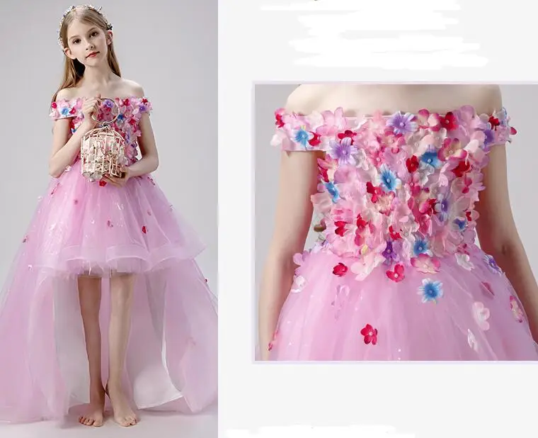 new arrived unique Princess girl flower long party dress fashion USA boutique shop dress baby girls party