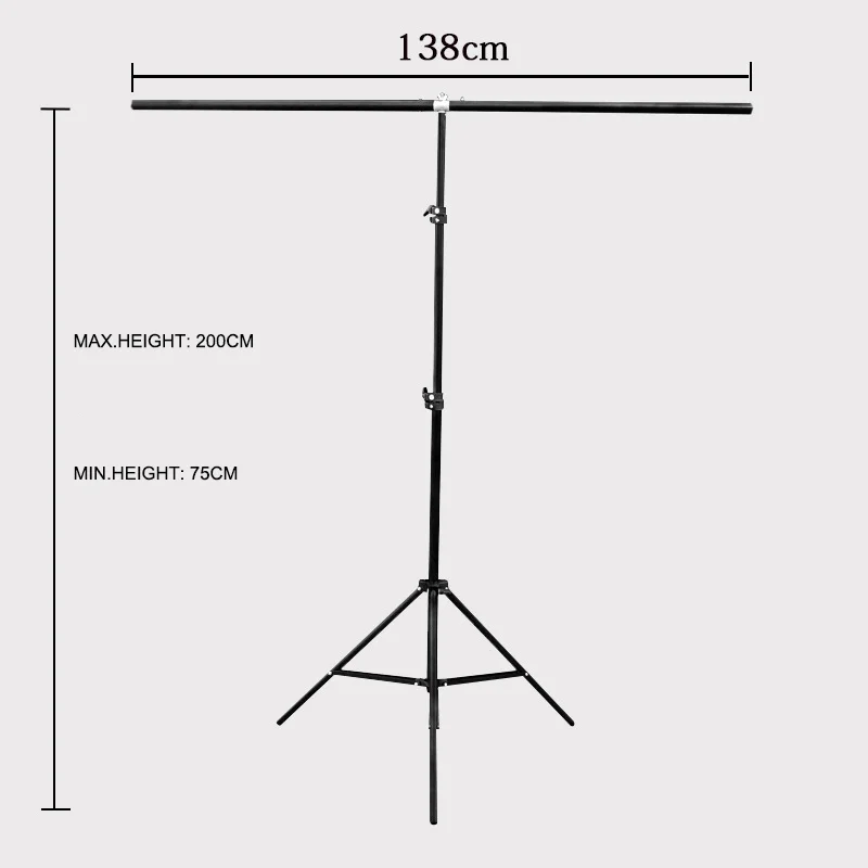 Горячая дешевая фотография 1,38x2 м алюминиевый сплав 3 секции T-образная стойка для фотостудии с бесплатным зажимом