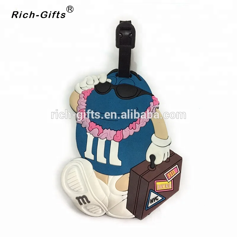 Custom 3D PVC rubber cartoon M LOGO Luggage Tags (RL-0039)