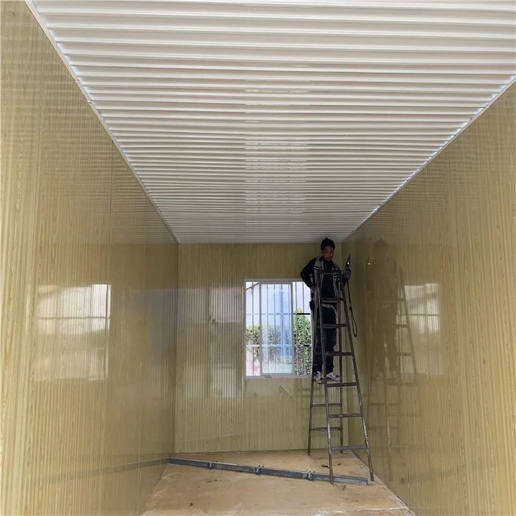 Container House Kits with Glass Door and Wooden Style Appearance for Exhibition Hall