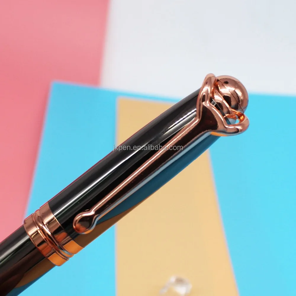 Wholesale alibaba business office gift heavy pen with private engraved logo rose gold metal roller ball pen