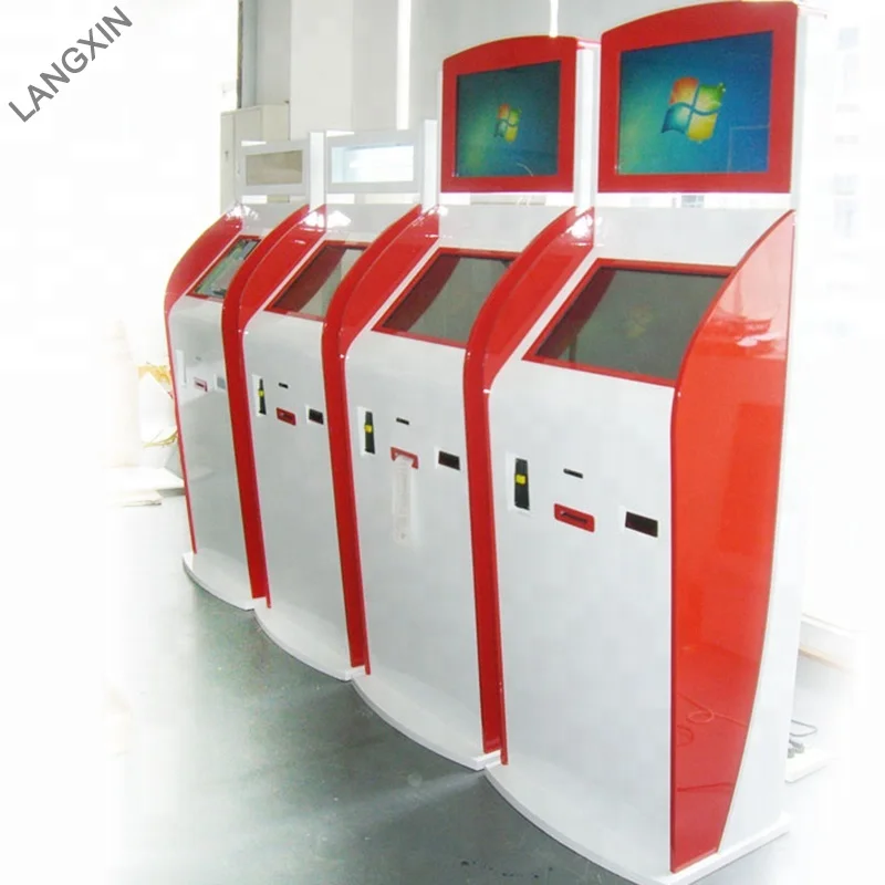 Киоск для самостоятельного заказа фаст-фуда с сенсорным экраном и принимающим купюру