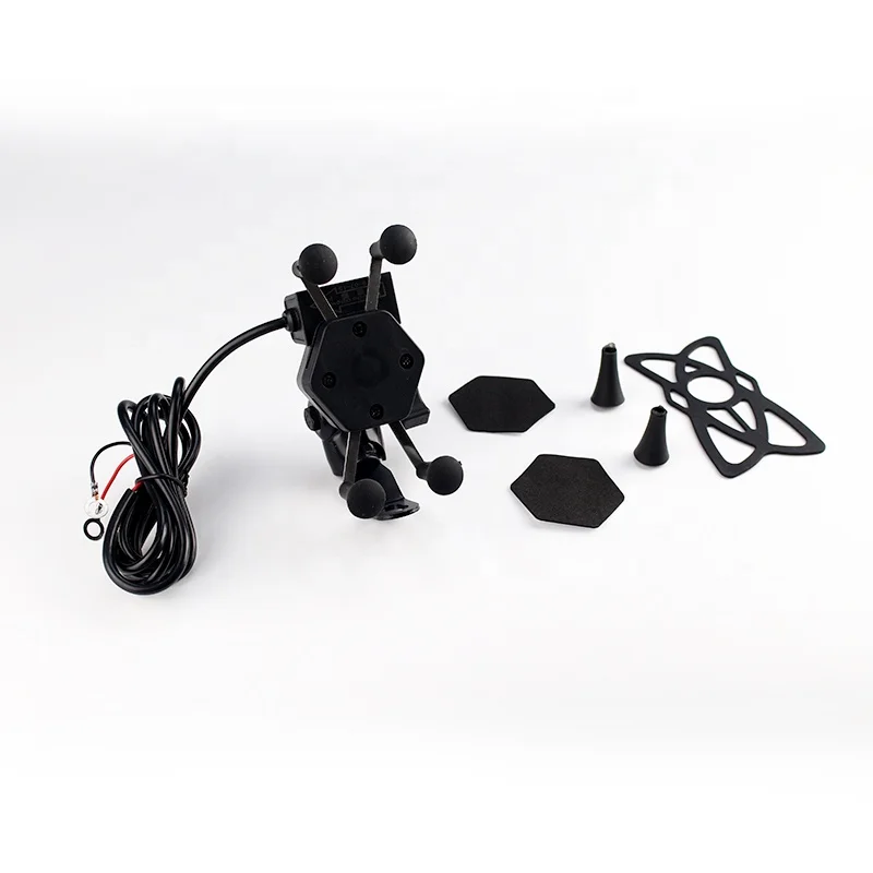 Adjustable Motorcycle Phone Charging Holder Mobile Phone Holder With USB Charger Scooter