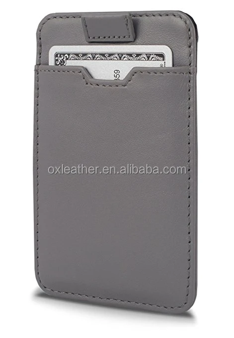 RFID Protection Thin Genuine Leather Card Holder For Up To 12 Cards with Slim Card Sleeve Wallet