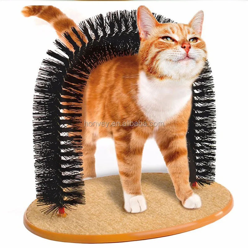 
Pet Cat Arch Self-Groomer and Massager - Groom Toy Pet Cat Scratcher Toys Fur Grooming Brush 