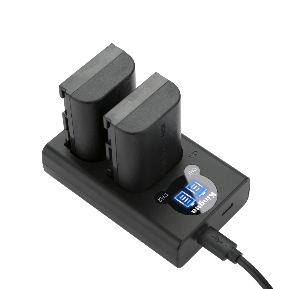 KingMa LCD Dual Charger for Li-ion Batteries Portable Battery Charger for Canon LP-E6 Battery