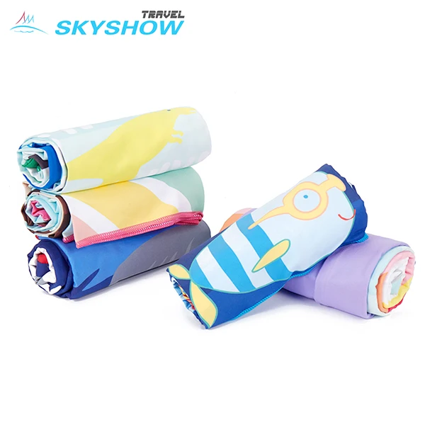 Quick Dry Suede Swimming Beach Bath Towels Kids Shark Towel Poncho Children Kid  Character Beach Towel With Hood Hooded