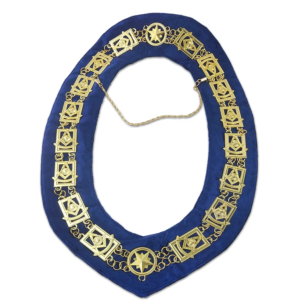 
Masonic Regalia Officer Lodge Past Master Collar with Golden Jewels Chain Mason Chain Collars 