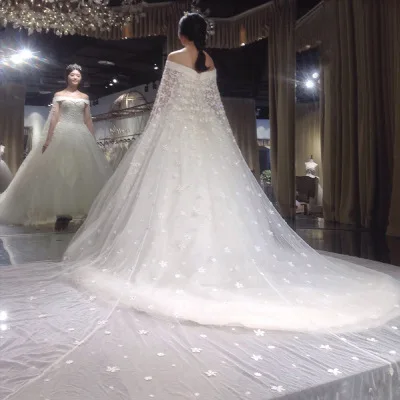 Новинка 2019, стильные свадебные платья с открытыми плечами, свадебное платье с длинным шлейфом WD6115