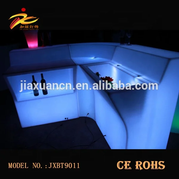 
glow lighted bar counter,long glass bar table,led bar furniture sets 