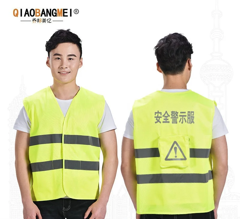 
100% polyester fabric green cheap hi vis workwear reflective vest with pocket for safety 