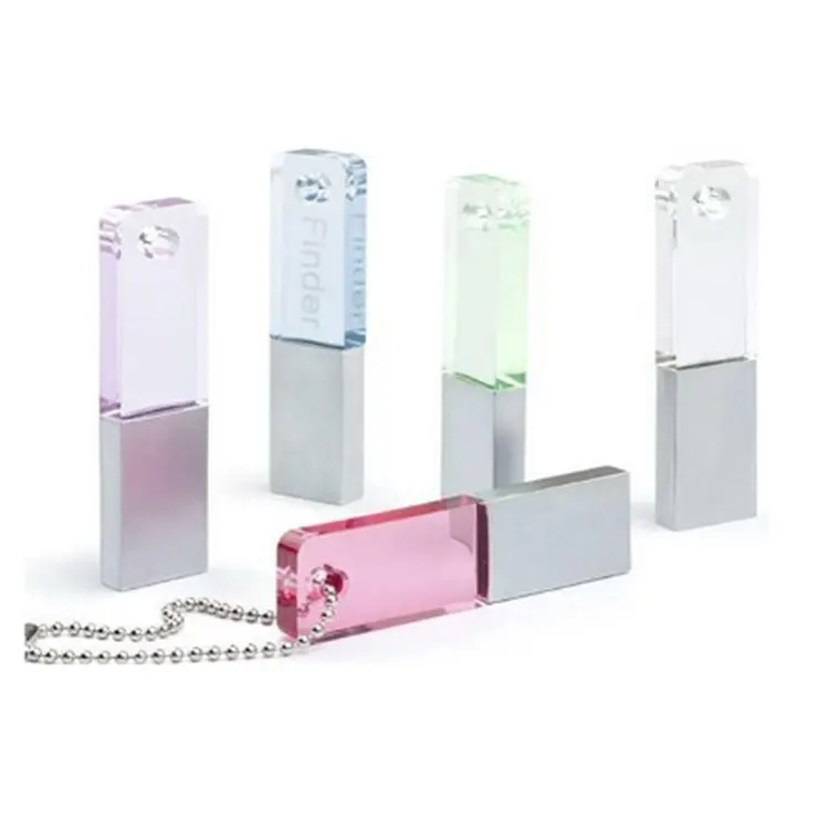 Custom logo acrylic 16gb flash drive 128GB bulk crysta usb disk
