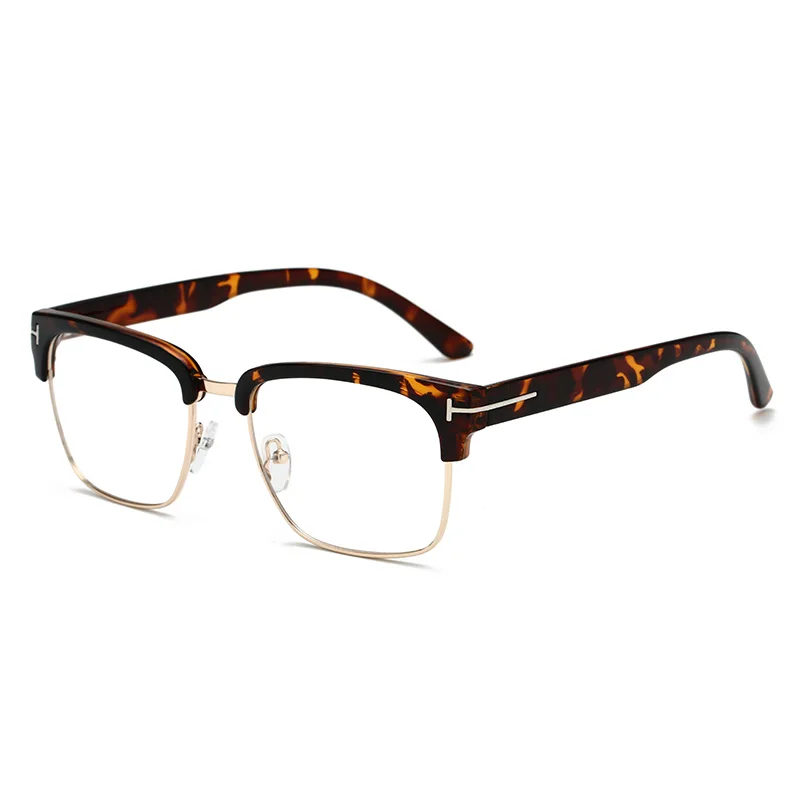 Semi Frame Square Horn Rimmed Eyeglasses Eyewear Frames For Women Men