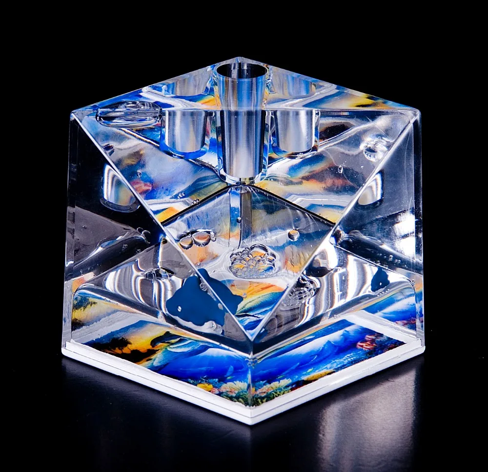 Оптовая продажа, индивидуальный прозрачный держатель для ручек, контейнер, акриловый держатель для ручек с жидкостью, Милая Рыба