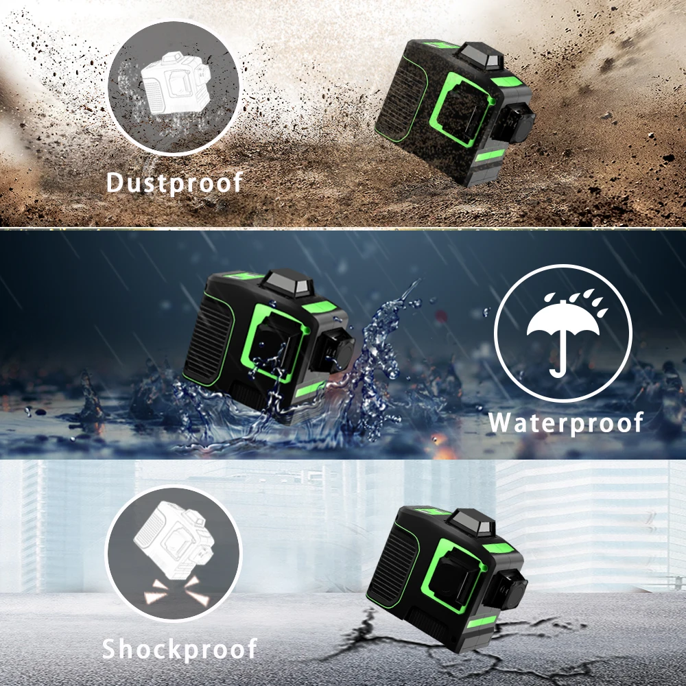 
Borka Self Leveling Laser Level 3D Green Beam 360 Degree Cross Line Laser With L-Magnetic Bracket 