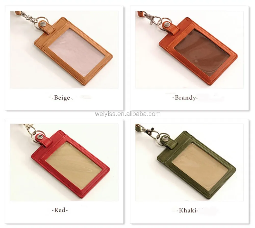 Высококачественный кожаный футляр для удостоверения личности с ремешком, оптовая продажа, футляр для удостоверения личности из искусственной кожи для бизнеса