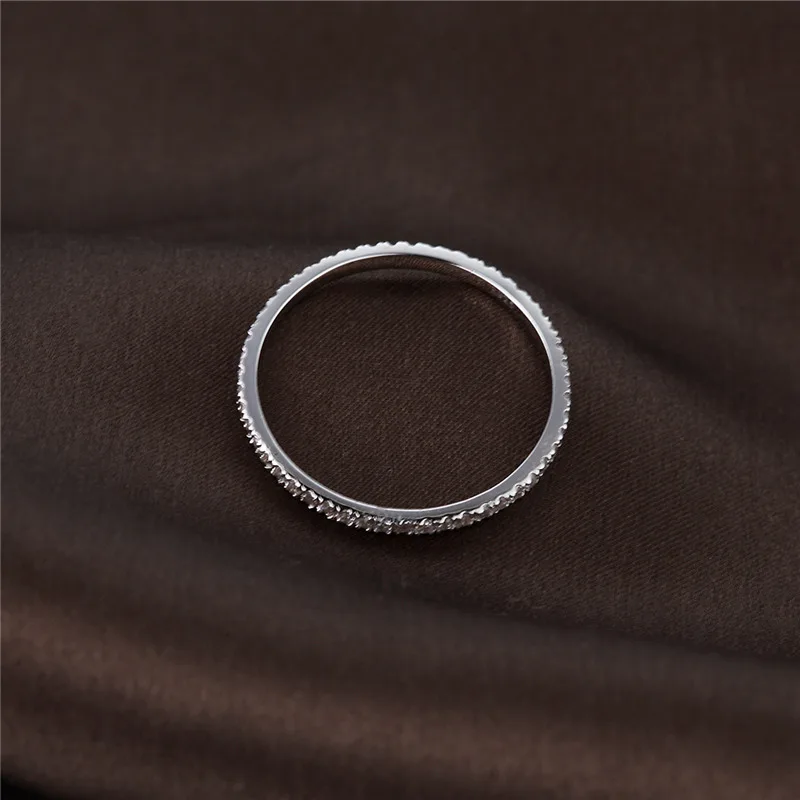 
Classic Platinum-Plated 925 Sterling Silver Band CZ Eternity Rings for Women 