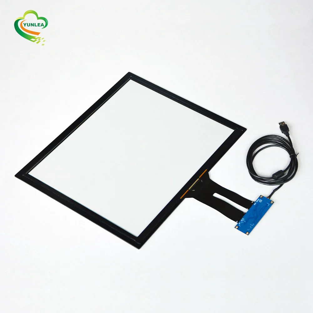 custom usb multi touch panel tempered glass 17 inch projected capacitive touch screen overlay kit