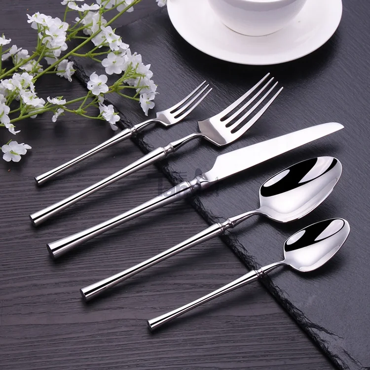 Slim PVD Handle 18/8 Stainless Steel Wedding Flatware Sets Black Silverware Cutlery Set