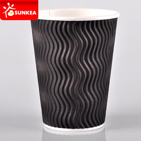 Disposable ripple wall black coffee paper cup