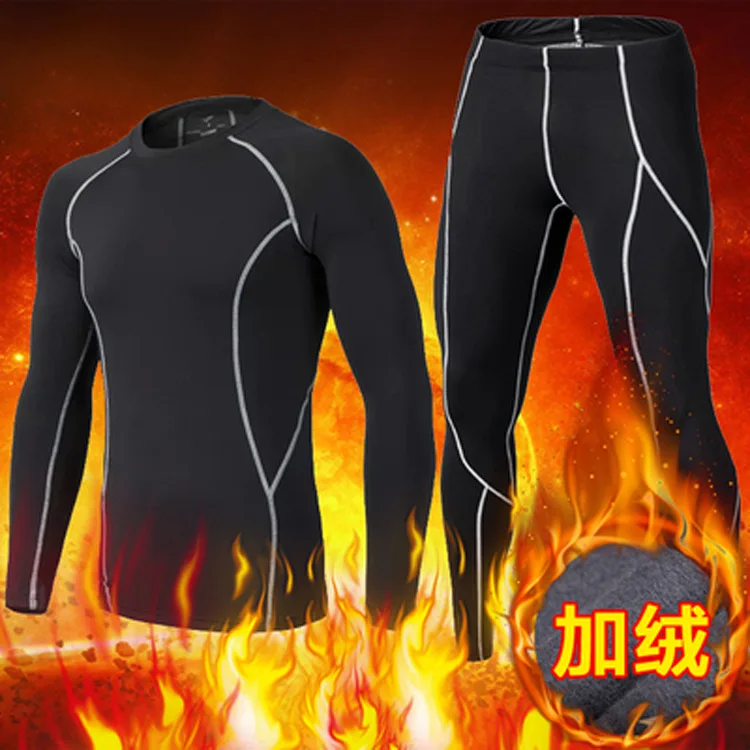 Winter Thermal Underwear Sport Base Layer Running polyester Long Sleeve T Shirt Sport for Men