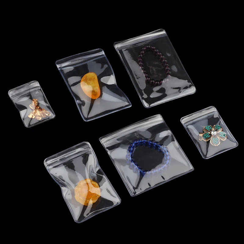 Custom LOGO clear plastic jewelry vinyl zipper pvc pouches bag