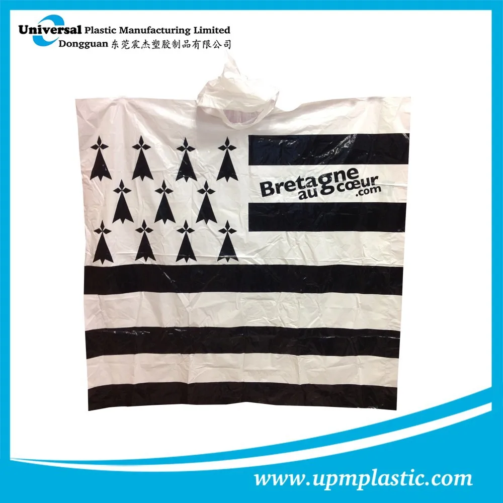 Emergency promotional waterproof disposable plastic LDPE rain poncho