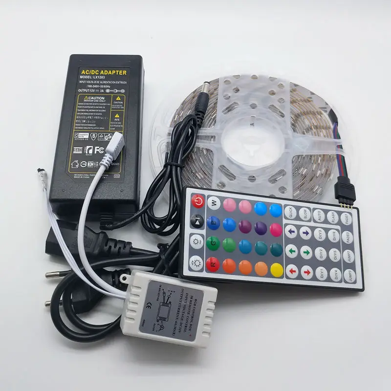 
Светодиодная лента 12 В постоянного тока SMD 5050 3528 RGB-полоса Светодиодная гибкая световая лента Диодная лента + блок питания светодиодная полоса комплект 60 светодиодов/метр 