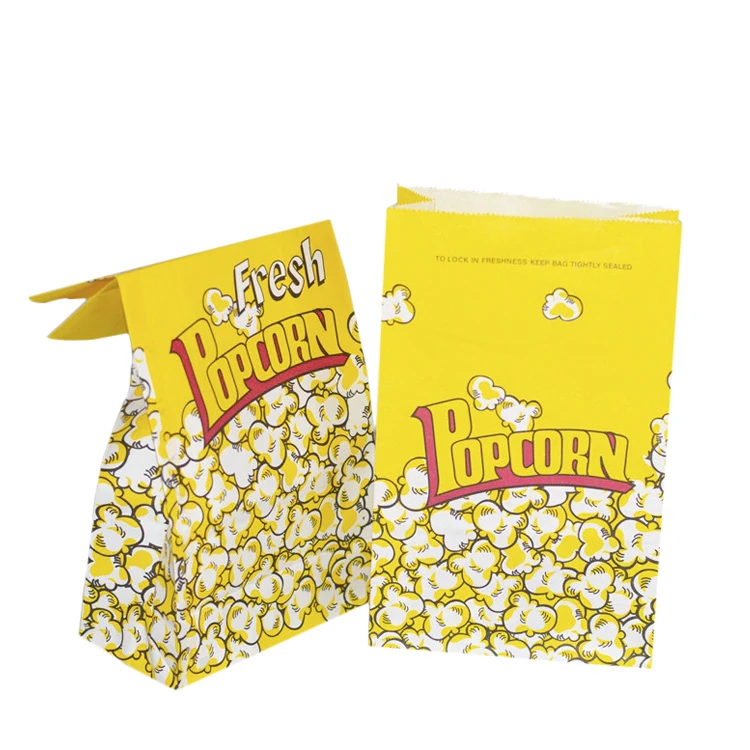 In stock sharp bottom standard greaseproof sealable paper biodegradable custom microwave popcorn bag