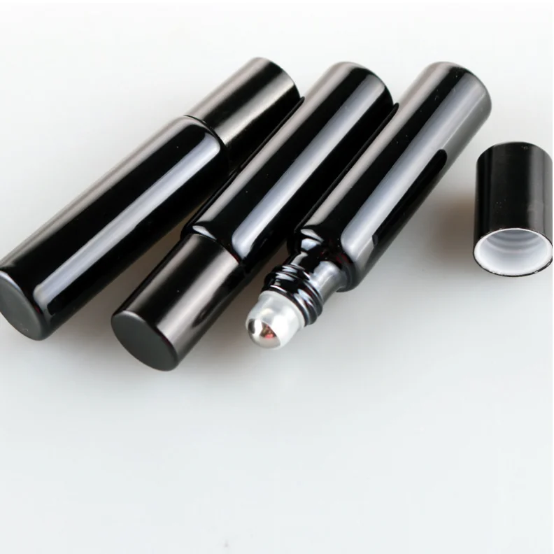 
Luxury 5ml Yellow Gold Silver Plated Glass Roll On Bottle ,UV Coating Diffuser Essential Oil Bottle with Steel Ball and Gold Cap 